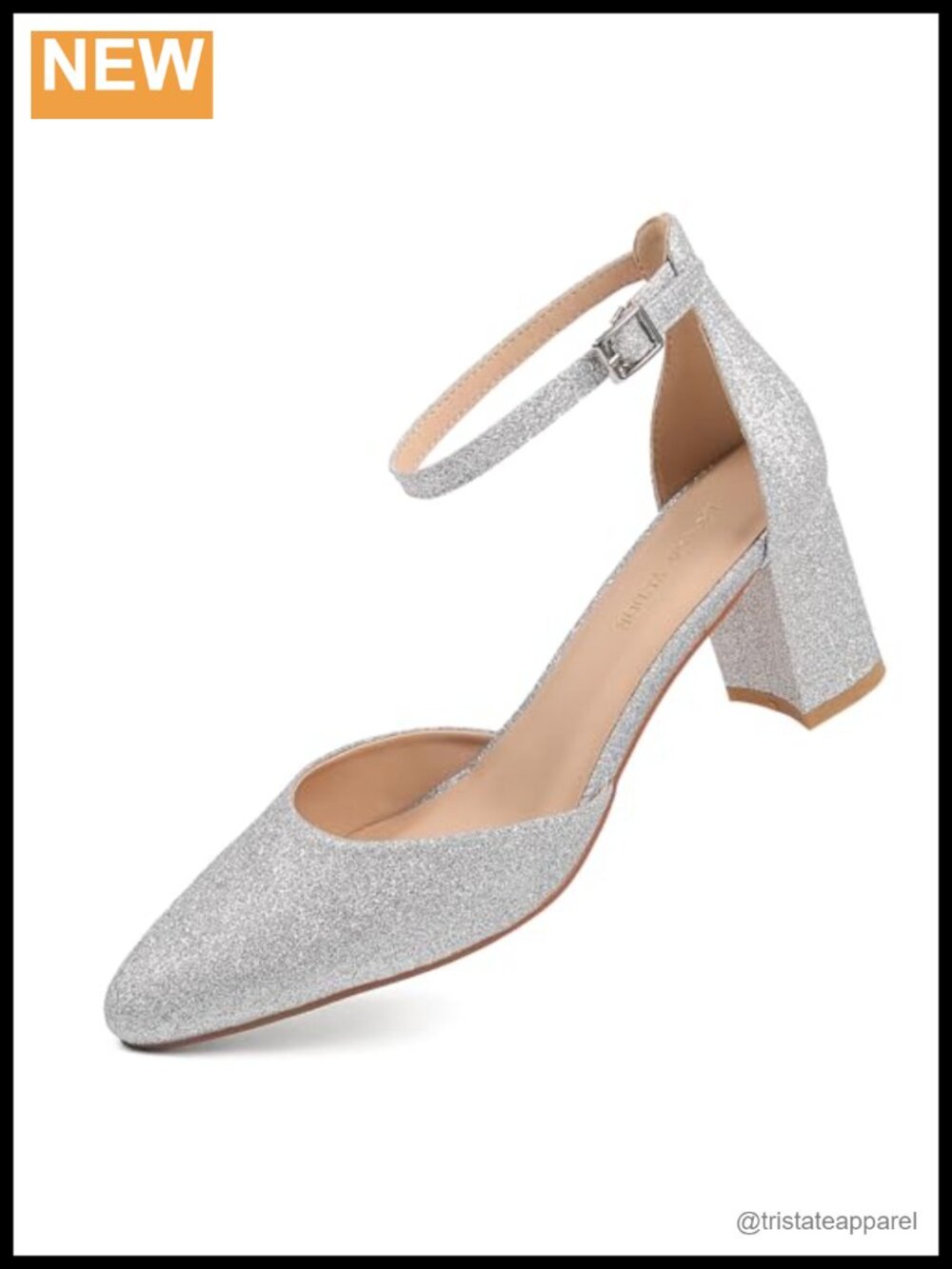 Women's Pointed Toe Chunky Heel Pumps Adjustable Buckle Dress Wedding Heels